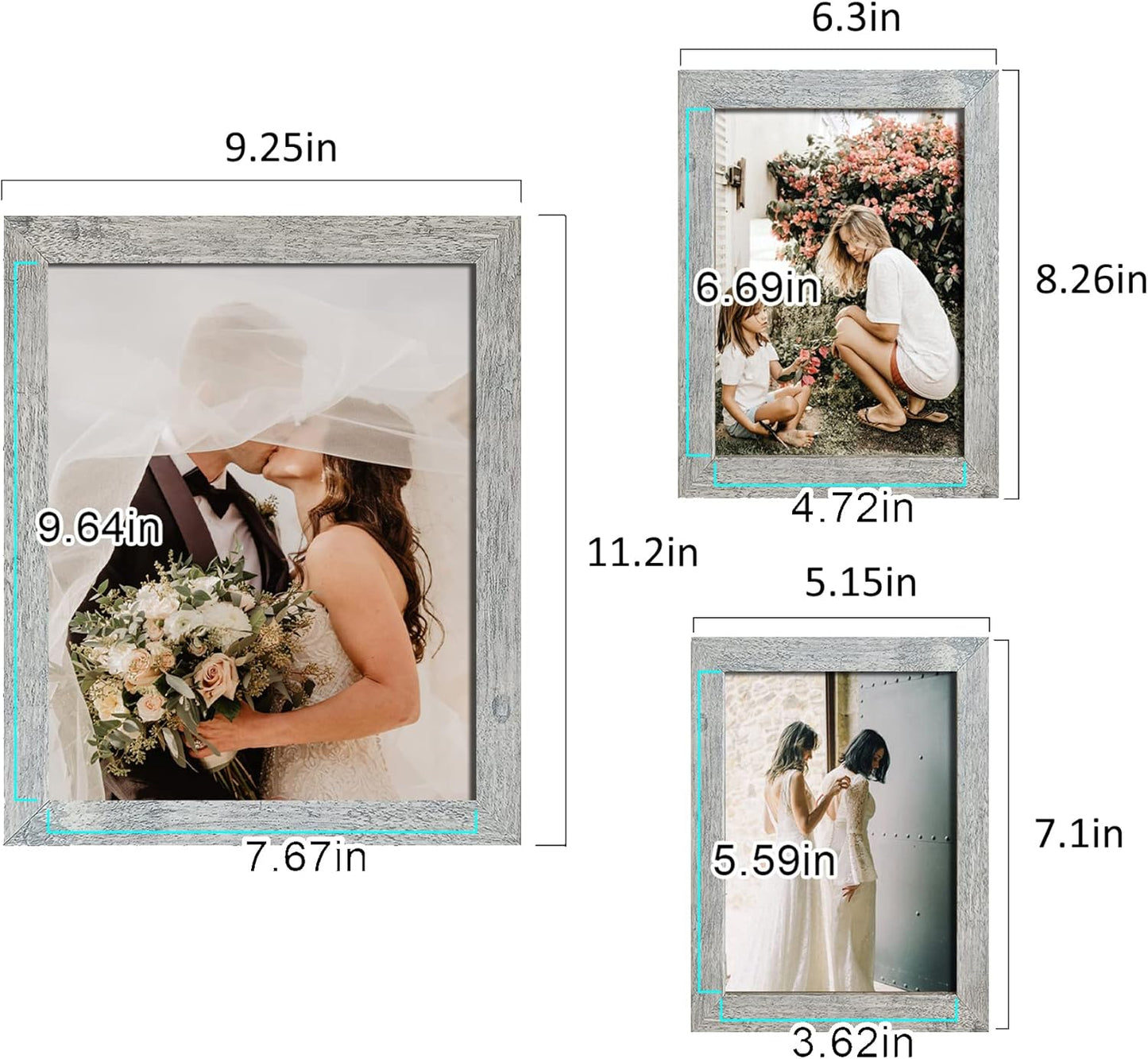 LUCKYLIFE Picture Frames Collage Wall Decor 10-Pack, Gallery Wall Frame Set with 8x10 5x7 4x6 Frames in 3 Different Finishes