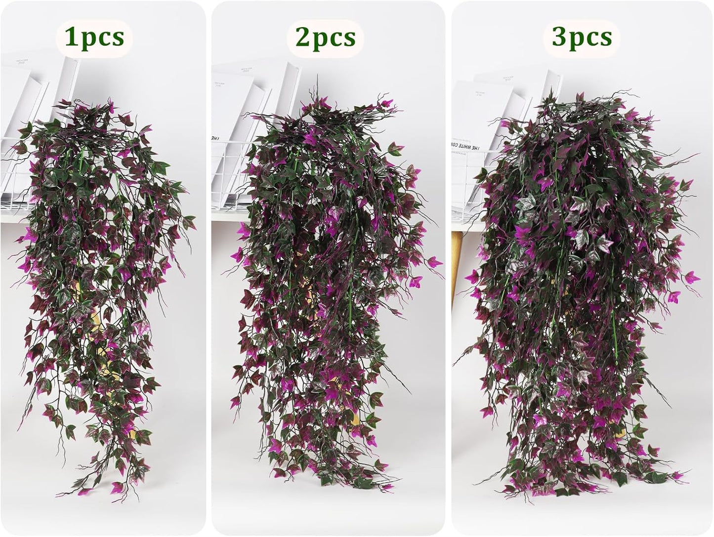 RECUTMS Artificial Hanging Plants Fake Hanging Plant Faux Eucalyptus Leaf Greenery Vine Outdoor UV Resistant Plastic Plants Home Garden Wedding Party Indoor Outdoor Decorations(White)