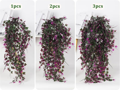 RECUTMS Artificial Hanging Plants Fake Hanging Plant Faux Eucalyptus Leaf Greenery Vine Outdoor UV Resistant Plastic Plants Home Garden Wedding Party Indoor Outdoor Decorations(White)