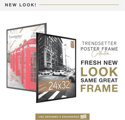 MCS Trendsetter 24x36 Poster Frame Black High-Gloss, Vertical & Horizontal Wall Hanging Large Picture Frame for Photos, Posters & Art Prints (1-Pack)