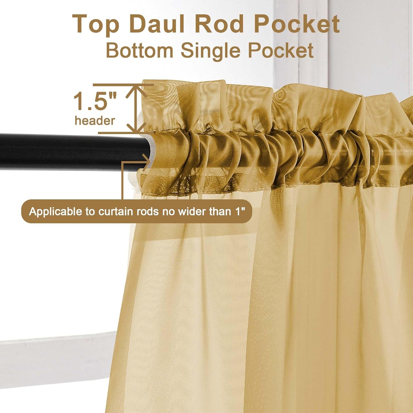 Chyhomenyc Sheer White Valances for Windows 2 Pack, Small Window Curtains for Living Room Bathroom Cafe Laundry Basement, Modern Top Dual Rod Pocket Voile Curtain, 42W x 14L inches, White - Colors C