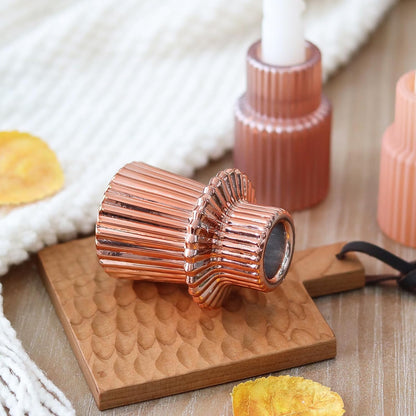 Brown Candlestick Holders 12PCS Ribbed Glass Taper Candle Holders Set for Tealight Candlestick Candles, Table Centerpieces for Thanksgiving Christmas Farmhouse Decor Indoor and Outdoor