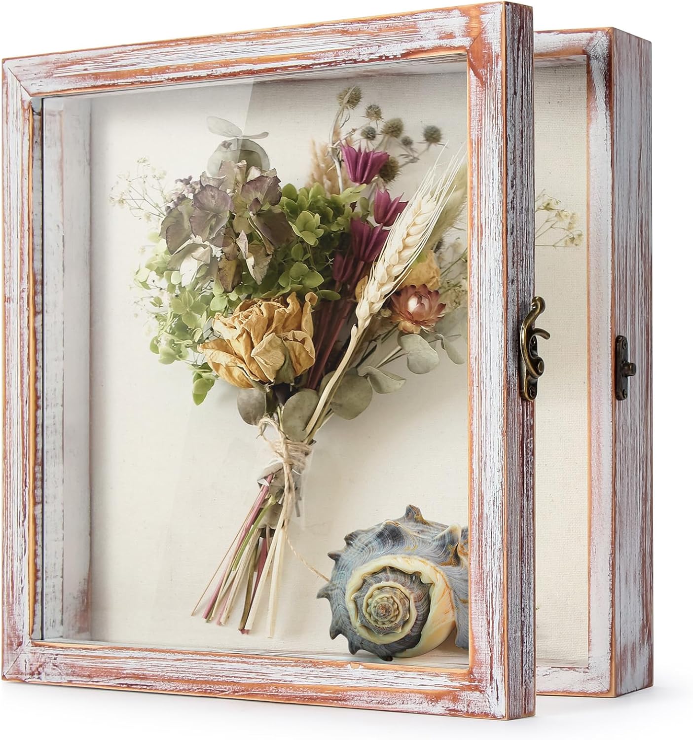 TJ.MOREE Shadow Box Frame 8 x 10 Shadowbox Display Case Picture Frame with Linen Back Memorabilia Bouquet Medals Military Photos Memory Box