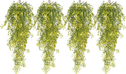 RECUTMS Fake Hanging Plants Artificial Ferns for Outdoor Hanging Faux Plants Vine Ivy Faux Fern Hanging Vines Wall Plants for Home Garden Party Wedding Decor (White 4P)