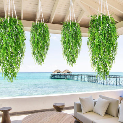 Waipfaru 4Pcs Fake Hanging Plants 2.7ft Fake Plants Eucalyptus Leaves UV Resistant Fake Vines Ivy Artificial Plants Outdoor Faux Plants Indoor Bedroom Living Room Boho Wall Porch Shelf Decor