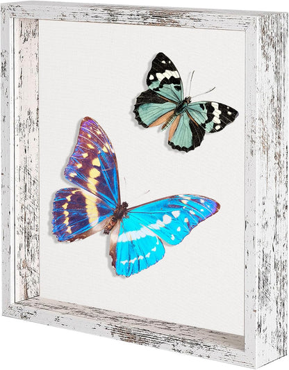 Califortree 8x8 Shadow Box Frame with Soft Linen Back - Push Pins Included, Memory Box Display Case for Flower, Tickets and 3D Items, Black