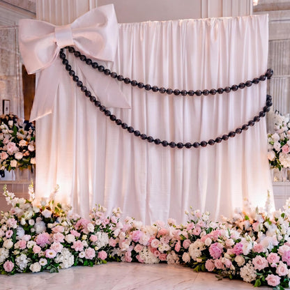 Canlierr 2 Pcs 5.6ft Wedding Giant Pearl Garland Decorations Large Faux Bead Garland with Hook for Ceremony Photo Booth Outdoor Proposal Scene Garden Beach Party Decor(Ivory White,25mm,Simple)