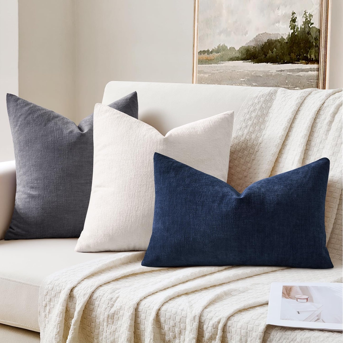 MIULEE Olive Green Couch Pillow Covers 18x18 Inch, Set of 2 Soft Chenille Decorative Square Throw Pillow Covers Farmhouse for Sofa Living Room Bed