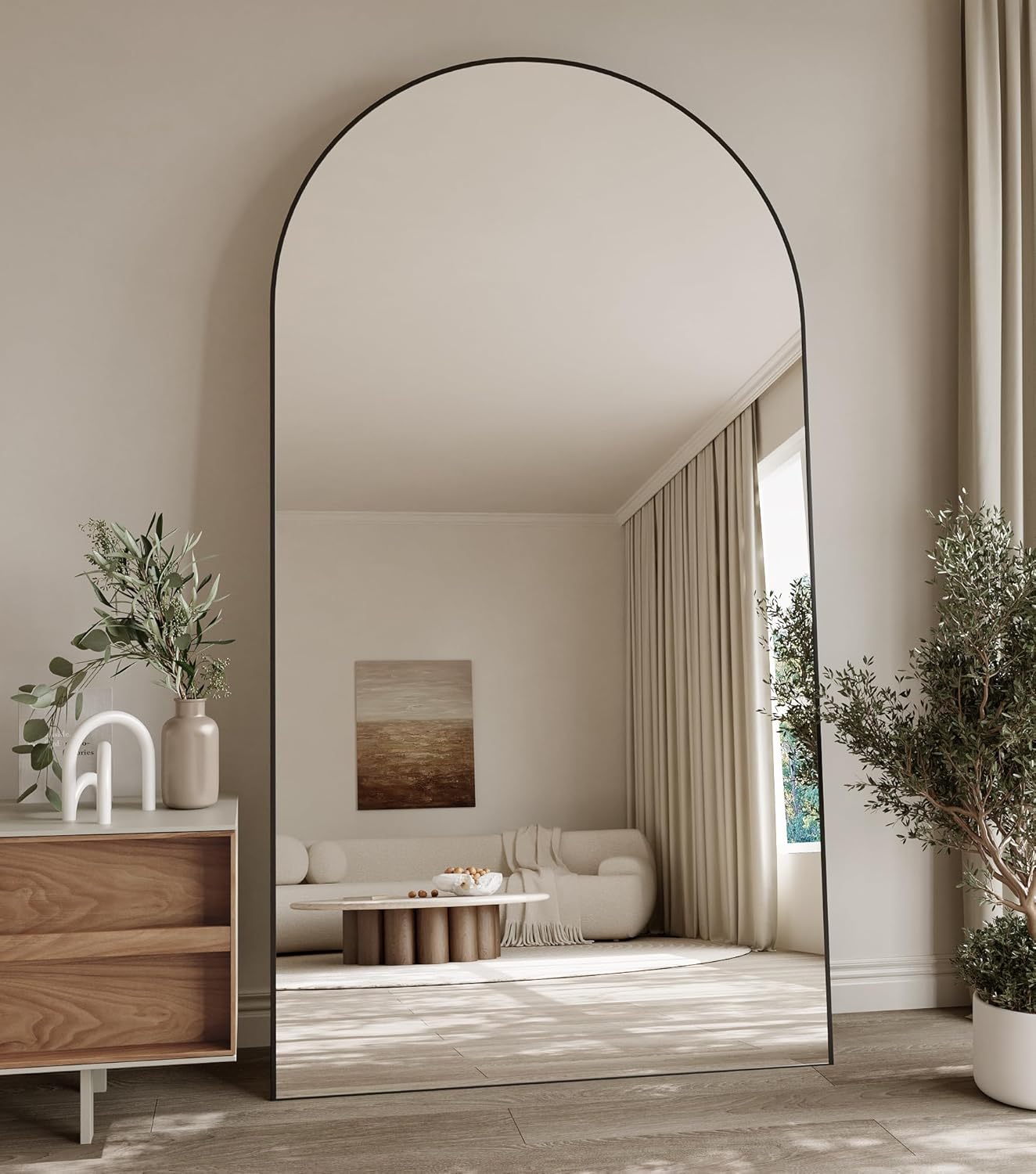 Koonmi 30"x71" Arched Full Length Mirror, Gold Large Floor Mirror with Aluminum Alloy Frame, Standing Hanging or Leaning Wall-Mounted Full Body Mirror for Living Room and Bedroom