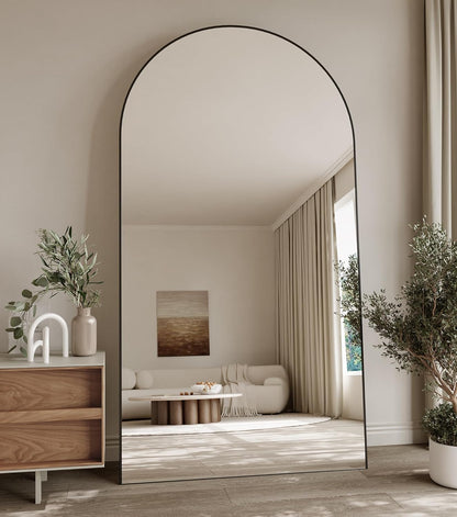 Koonmi 30"x71" Arched Full Length Mirror, Gold Large Floor Mirror with Aluminum Alloy Frame, Standing Hanging or Leaning Wall-Mounted Full Body Mirror for Living Room and Bedroom