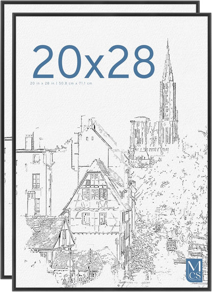MCS Original Poster Frame 24x36 Black Lightweight Vertical & Horizontal Wall Hanging Large Picture Frame for Posters, Art Prints & Gallery Wall (6-Pack)