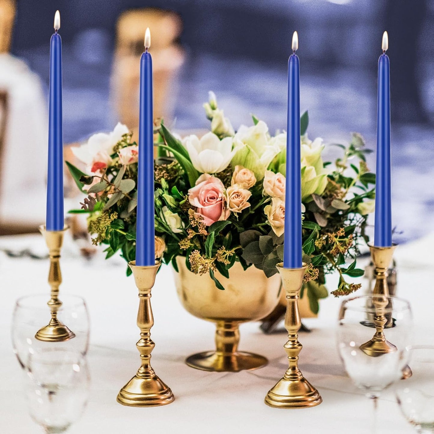 KONNI 0.87×10 Inch Ivory Taper Candles, Unscented and Smokeless Tall Candlesticks, 10 Pack Tapered Candles with Cotton Wicks, Long Burning, Ideal for Weddings, Dinner Parties, and Home Décor