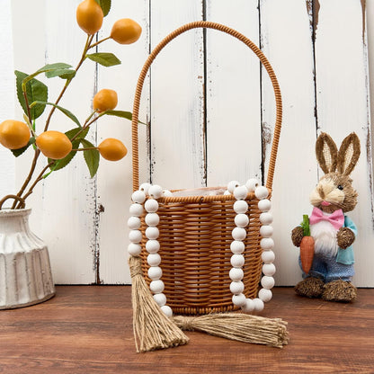 OMISHE 59in Wood Bead Garland with Tassels, Decorative Beads, Farmhouse Wooden Beads Garland for Wall Hanging Home Festival Decor, Aqua, Teal