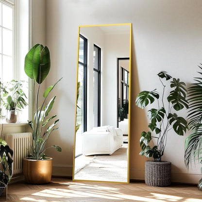 Delma Wall Full Length Mirror,Standing Mirror Full Body,Large Floor for Wall Door Bedroom Bathroom Living Room with Aluminium Frame(with Stand,56x15-Black)