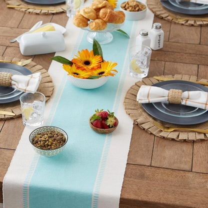 DII Dobby Stripe Woven Table Runner, 13x72-inch, French Blue