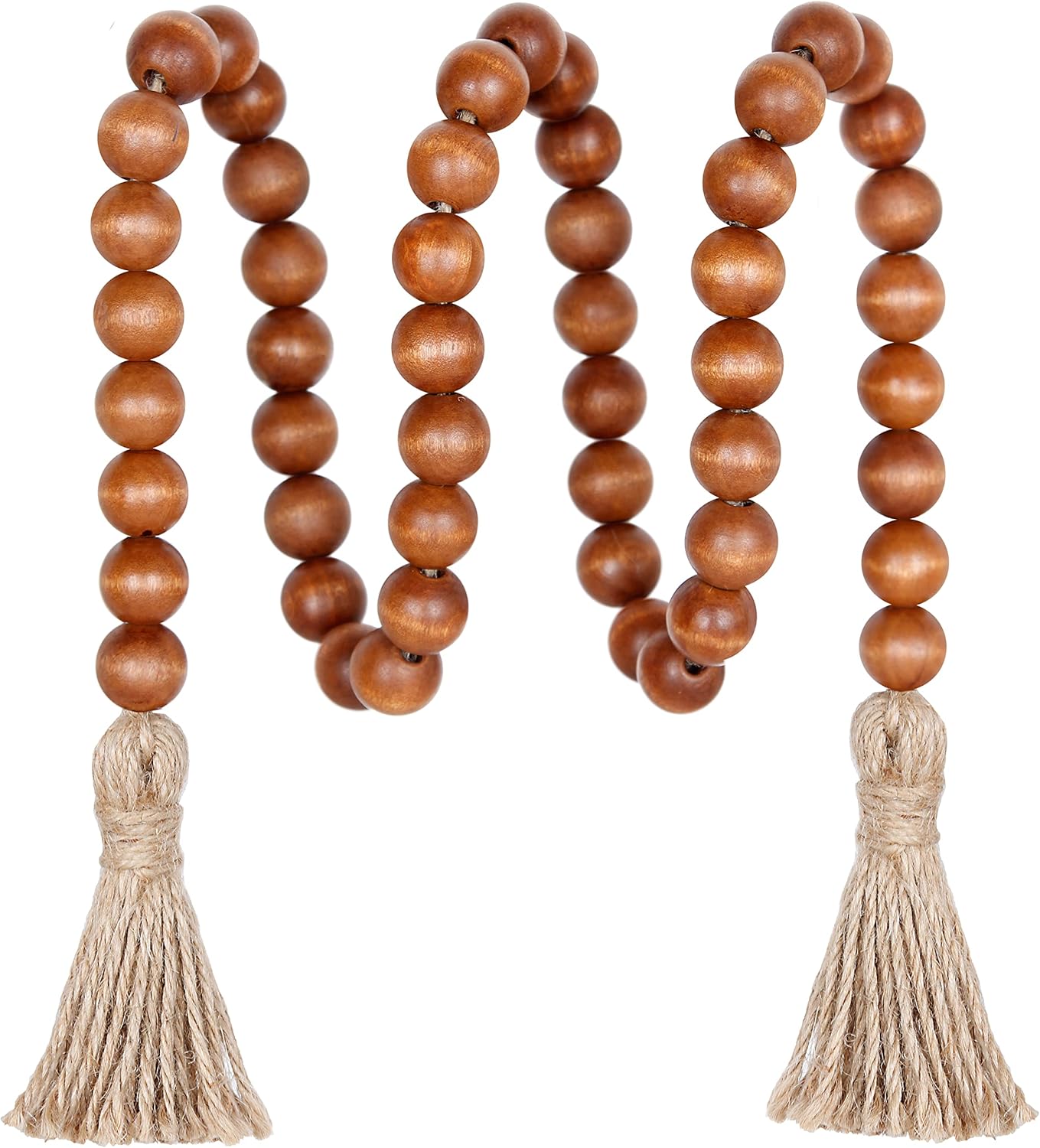 Meplait 39in Wood Bead Garland Farmhouse with Tassels,Versatile Prayer Beads Boho Chic Wall Hanging Home Decor (Black)