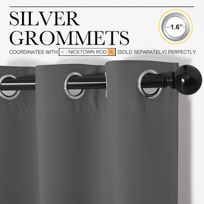 NICETOWN Halloween Pitch Black Solid Thermal Insulated Grommet Blackout Curtains/Drapes for Bedroom Window (2 Panels, 42 inches Wide by 63 inches Long, Black) - Colors E