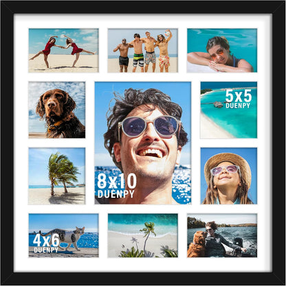 DUENPY 14x26 Collage Picture Frame 4x6 Collage Picture Frame Displays Twelve 4x6 inch Photos Available Horizontal Wall Mounting Display and Vertical Black - Colors A