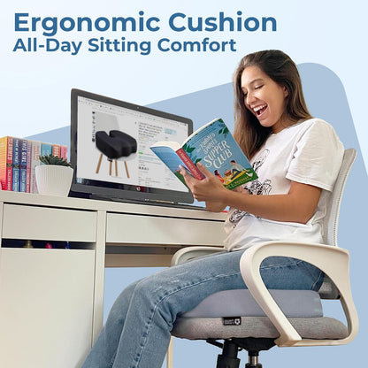 5 STARS UNITED Seat Cushion - Memory Foam Chair Cushion for Tailbone Pain Relief - Ergonomic Support for Coccyx, Sciatica & Butt - Office, Desk & Gaming Chair, Car Seat, Wheelchair, Airplane, Black