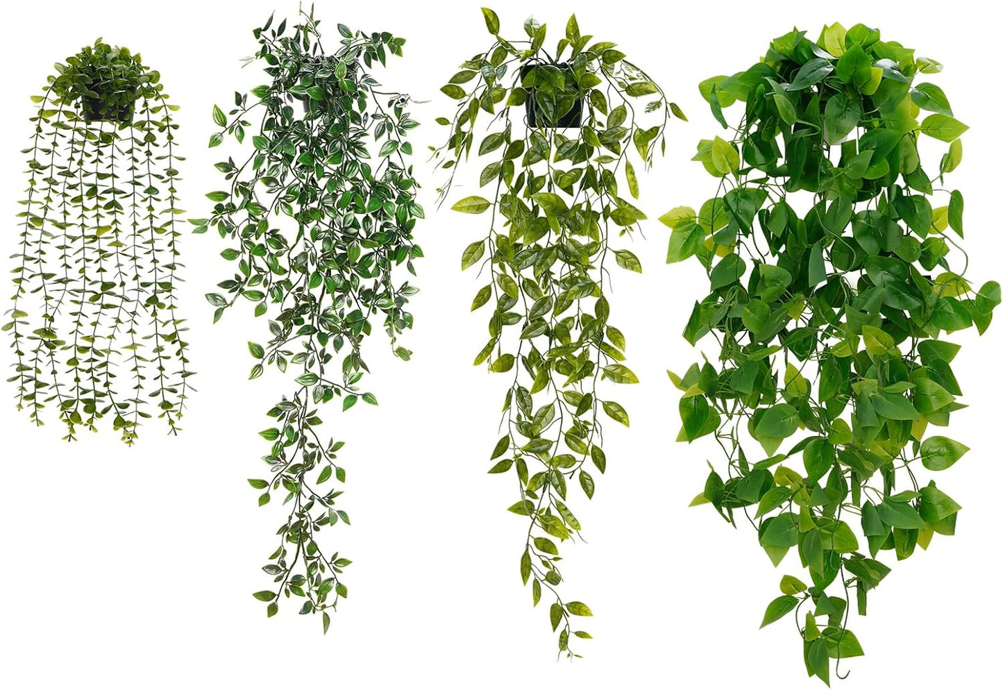 BLEUM CADE Fake Hanging Plants, 2pcs Artificial Pothos Vines Greenery for Wall Home Living Room Office Indoor Outdoor Decor (No Baskets)