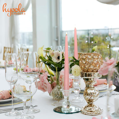 Hyoola Tall Taper Candles - 10 Inch Metallic Gold Unscented Dripless Taper Candles - 8 Hour Burn Time - 4 Pack
