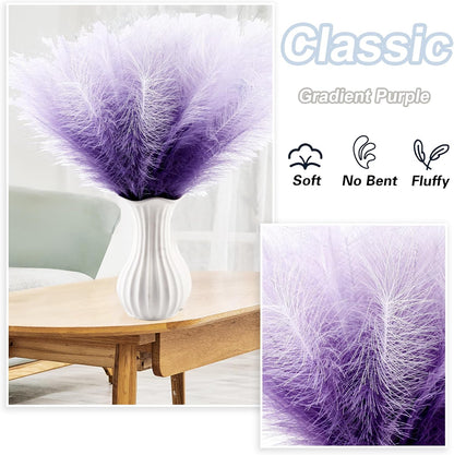 20Pcs Navy Blue Gradient and White Faux Pampas Grass Decor, 21.7"" Pompas Grass Flower Arrangement and Vase Filler for Boho Home Wedding Decoration, Black