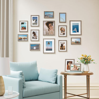 Vittanly 15 Pack Picture Frames Collage Wall Decor for Mounting or Tabletop Display, Gallery Frame Set for Family, Multi Sizes Including 3pcs 8x10, 6pcs 5x7, 6pcs 4x6, Black
