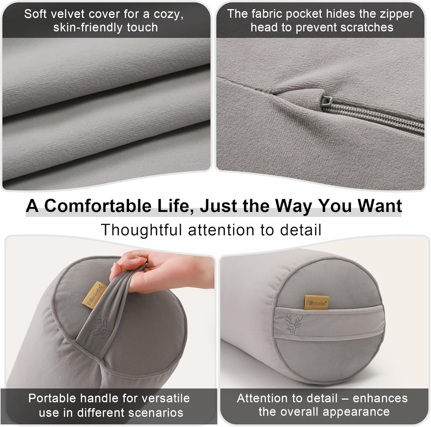 Body Pillow for Adults,Long Round Pillow,Big Cylindrical Pillow,Large Full Bolster Pillows for Side Sleepers (Steel Gray, 47.24"*7.87")