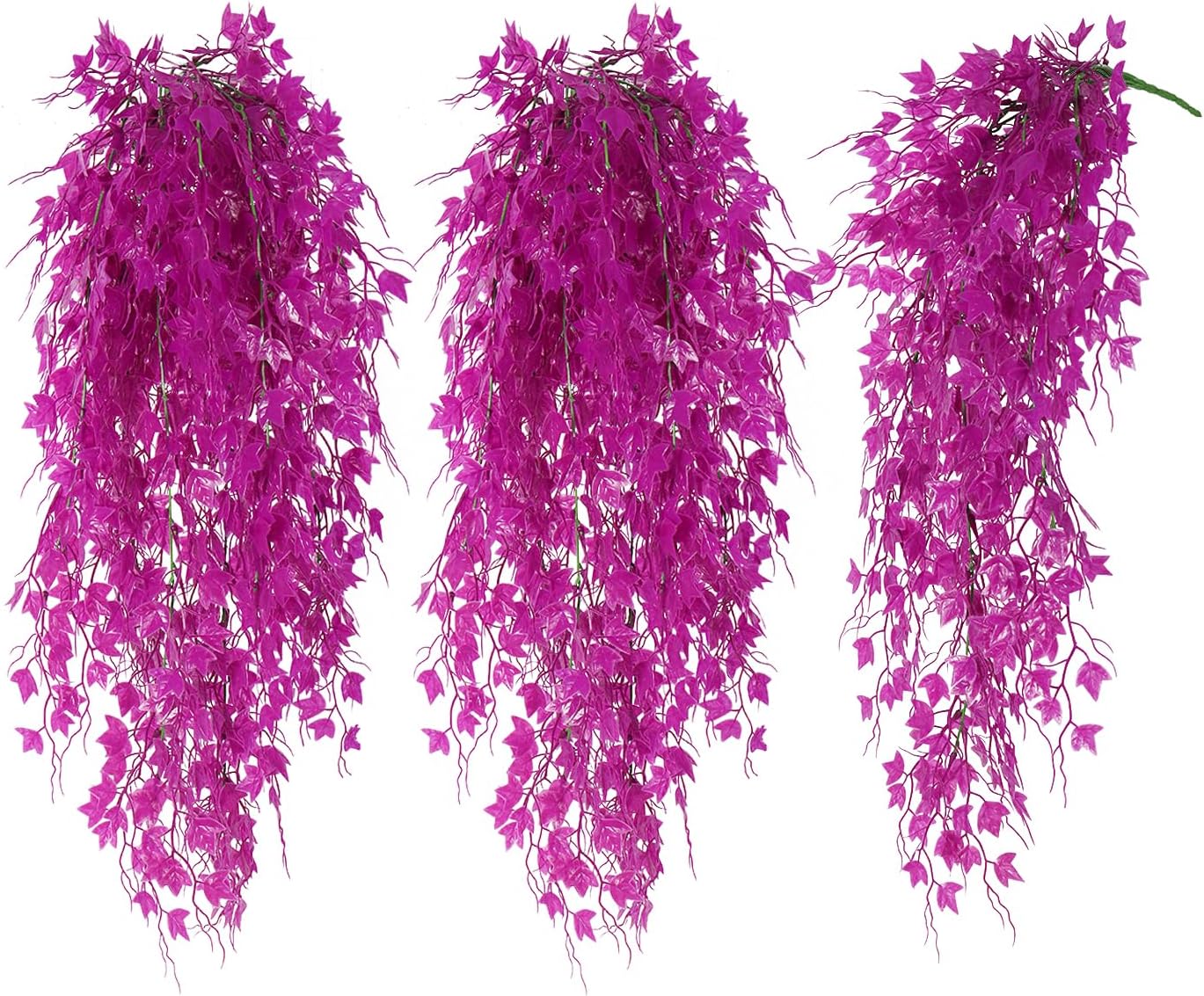 RECUTMS Artificial Hanging Plants Fake Hanging Plant Faux Eucalyptus Leaf Greenery Vine Outdoor UV Resistant Plastic Plants Home Garden Wedding Party Indoor Outdoor Decorations(White)
