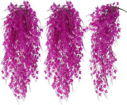 RECUTMS Artificial Hanging Plants Fake Hanging Plant Faux Eucalyptus Leaf Greenery Vine Outdoor UV Resistant Plastic Plants Home Garden Wedding Party Indoor Outdoor Decorations(White)