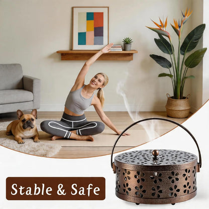 2-Pack Retro Bronze Mosquito Coil Holder, Outdoor Citronella Incense Sticks Burner, Metal Incense Holder with Handle