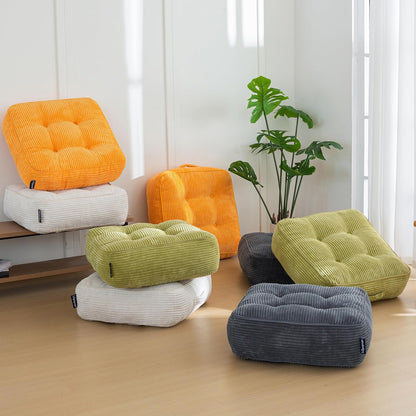 HIGOGOGO 6" Extra Thick Floor Pillow Cushion for Adults, Meditation Cushion Pillow, Large Square Floor Sitting, Tufted Corduroy Cover, for Tatami Living Room or Yoga, 22x22 Inch, 2Pack, Dark Grey
