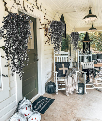 RECUTMS Artificial Hanging Plants Fake Hanging Plant Faux Eucalyptus Leaf Greenery Vine Outdoor UV Resistant Plastic Plants Home Garden Wedding Party Indoor Outdoor Decorations(White)