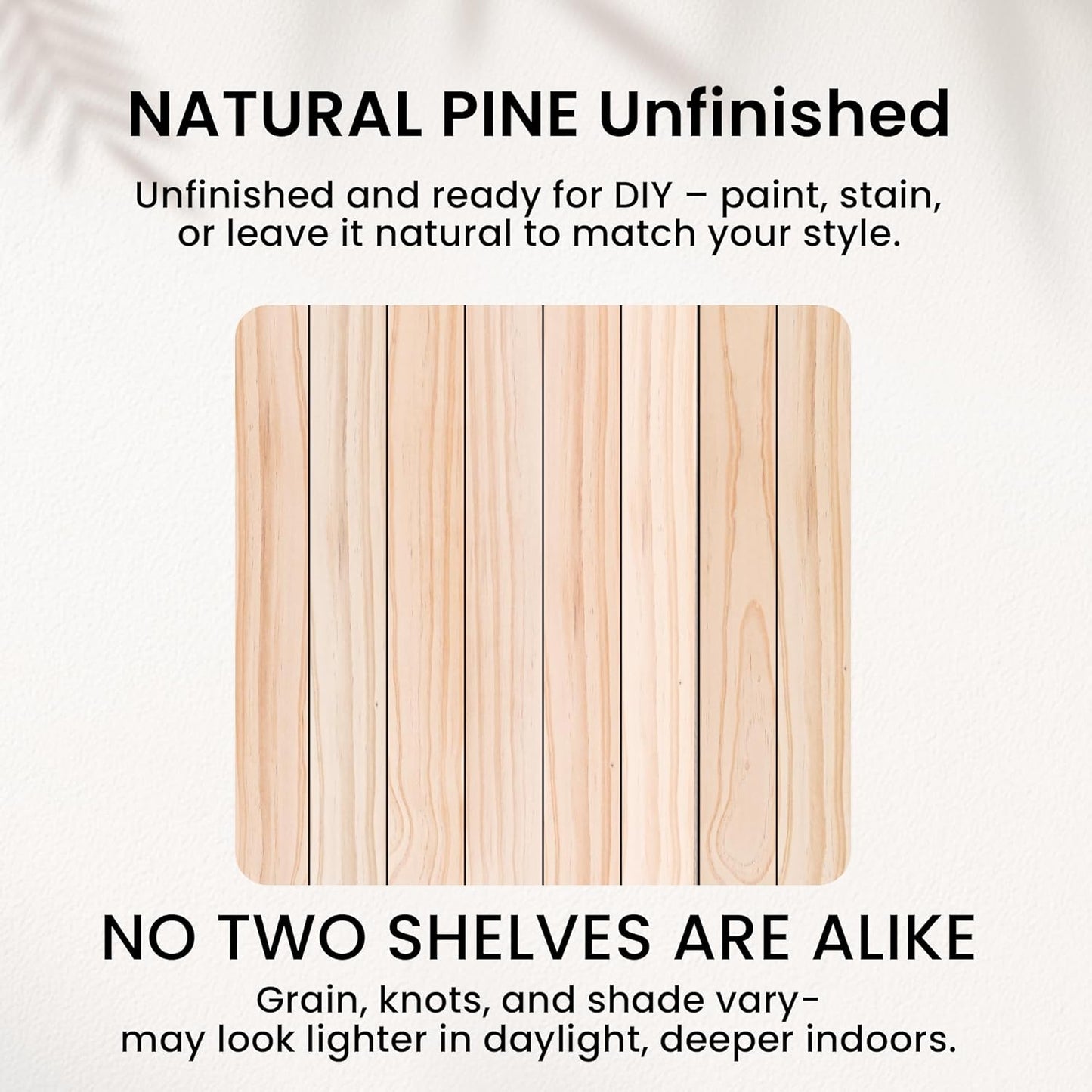 Floating Shelves 36 Inches Long - 8 Inch Deep Rustic Premium Solid Pine Wood for Storage - Farmhouse Wall Mounted for Living Room - Heavy-Duty Metal Bracket - 36" W x 8" D - Set of 2 - White Color
