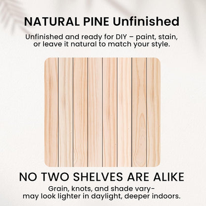 Floating Shelves 36 Inches Long - 8 Inch Deep Rustic Premium Solid Pine Wood for Storage - Farmhouse Wall Mounted for Living Room - Heavy-Duty Metal Bracket - 36" W x 8" D - Set of 2 - White Color