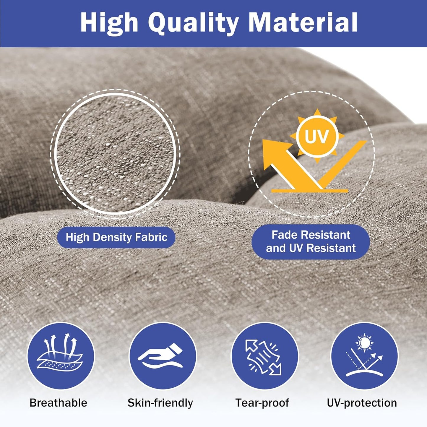 IPYNBAP Bench Cushion, 42 x 16 Inch Patio Furniture Cushions with Durable Ties, Soft Memory Foam Bench Cushions for Indoor/Outdoor Furniture with Non-Slip Bottom, Kitchen&Dining, Dark Grey