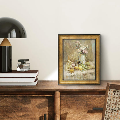 Golden State Art, 11x14 Photo Frame with Mat for Pictures 8x10 and Real Glass (Dark Gold Brown & Bronze Pewter Panel with White Color Mat, 1.25 Inch Frame Border)