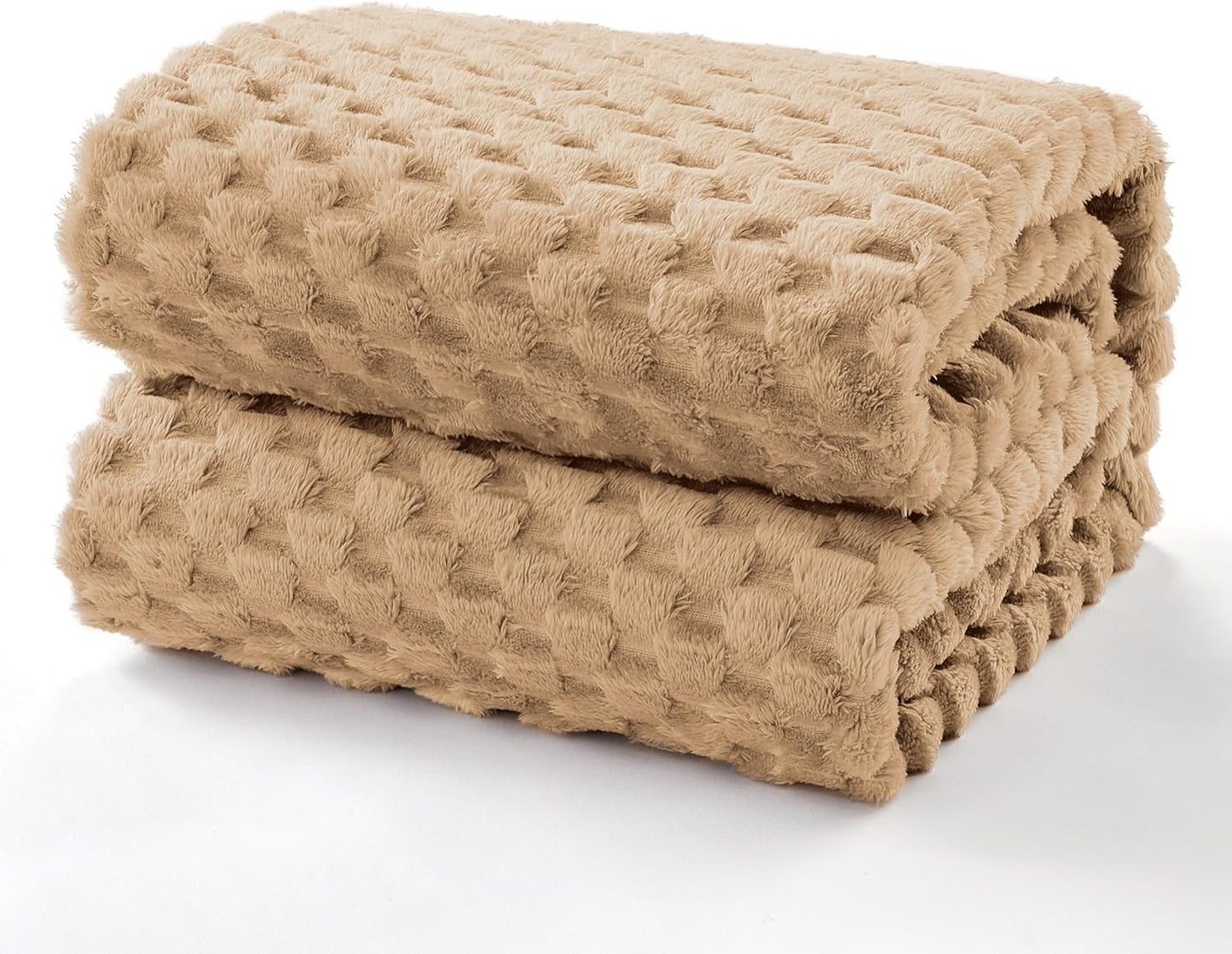 EXQ Home Fleece Throw Blanket for Couch or Bed - 3D Imitation Turtle Shell Jacquard Decorative Blankets - Cozy Soft Lightweight Fuzzy Flannel Blanket Suitable for All Seasons(50"×60",Beige)