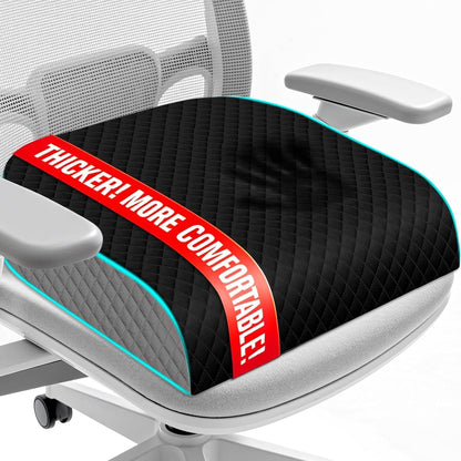 Seat Cushion, Memory Foam Chair Pad for Sciatica & Hip Pain Relief, Non-Slip Cushion for Office, Home, Car, Large Desk Chair Cushion, Washable Cover & Handle, Large, Black