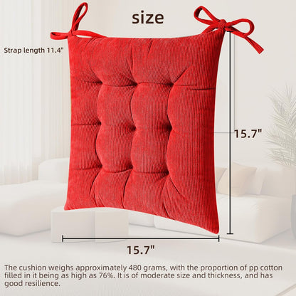 HLOVME Corduroy Chair Cushion with Ties Ultra Soft Warm Floor Cushion for Kids Reading Nook Comfortable Square Seat Cushion for Adult 15.7”x15.7”, White