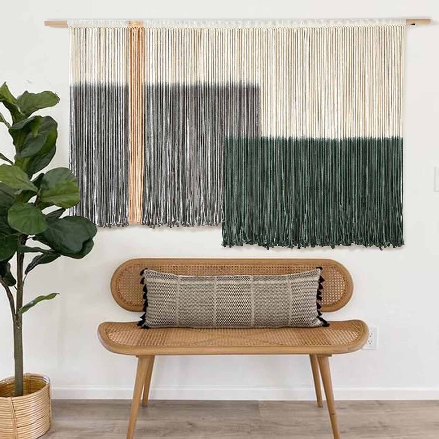 Flber Macrame Wall Hanging Macrame Wall Decor Large-Scale Tie-Dye Tapestry Living Home Room Wall Decor 57" Wx 35" L