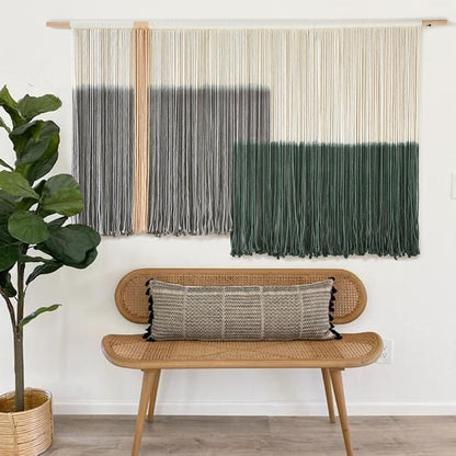 Flber Macrame Wall Hanging Macrame Wall Decor Large-Scale Tie-Dye Tapestry Living Home Room Wall Decor 57" Wx 35" L