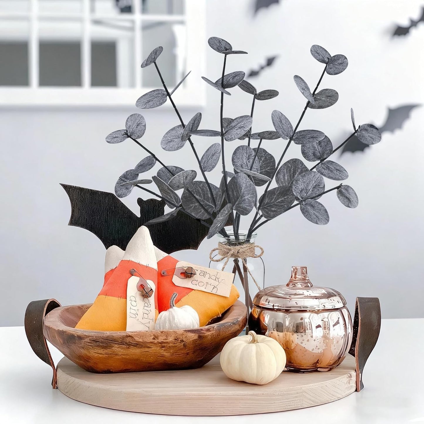 Bessol Artificial Eucalyptus Stems in Glass Vase with Faux Water, 13.5" Fake Plants for Home Decor, Coffee Table Centerpieces, Office, Bathroom & Farmhouse Weddings - Faux Greenery Plants Decorations