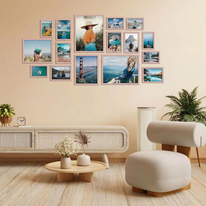 Giftgarden 16 Pack Gold Picture Frames for Multi Sizes Photos, Assorted Set Including Two 11x14, Two 8x10, Six 5x7, Six 4x6, Gallery Collage Frame for Wall or Tabletop Display