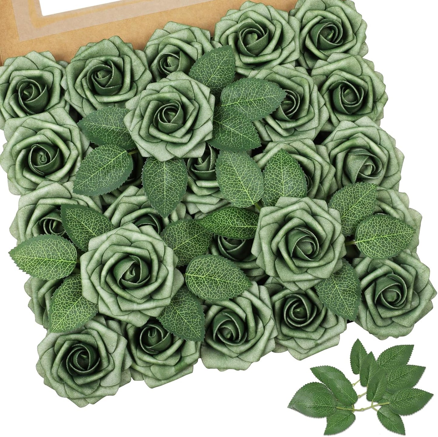 AmyHomie Artificial Flowers Dark Red Rose 25pcs Real Looking Fake Roses w/Stem for DIY Wedding Bouquets Centerpieces Arrangements Party Baby Shower Mothers Day Christmas Tree Decorations
