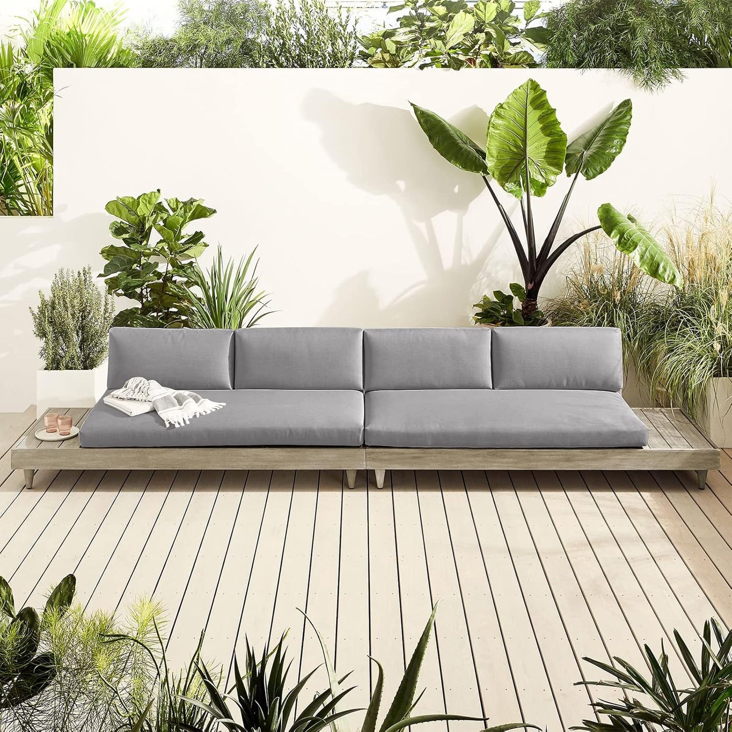 idee-home Outdoor Bench Cushion Waterproof, Bench Cushions for Outdoor Furniture, Patio Porch Swing Replacement Seat Pad with Ties for Garden Backyard, 48 x 18 Inch Red