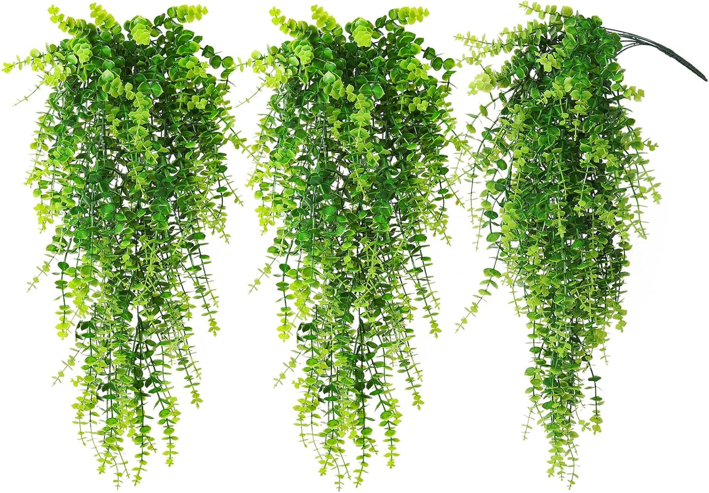 RECUTMS Artificial Hanging Plants Fake Hanging Plant Faux Eucalyptus Leaf Greenery Vine Outdoor UV Resistant Plastic Plants Home Garden Wedding Party Indoor Outdoor Decorations(White)
