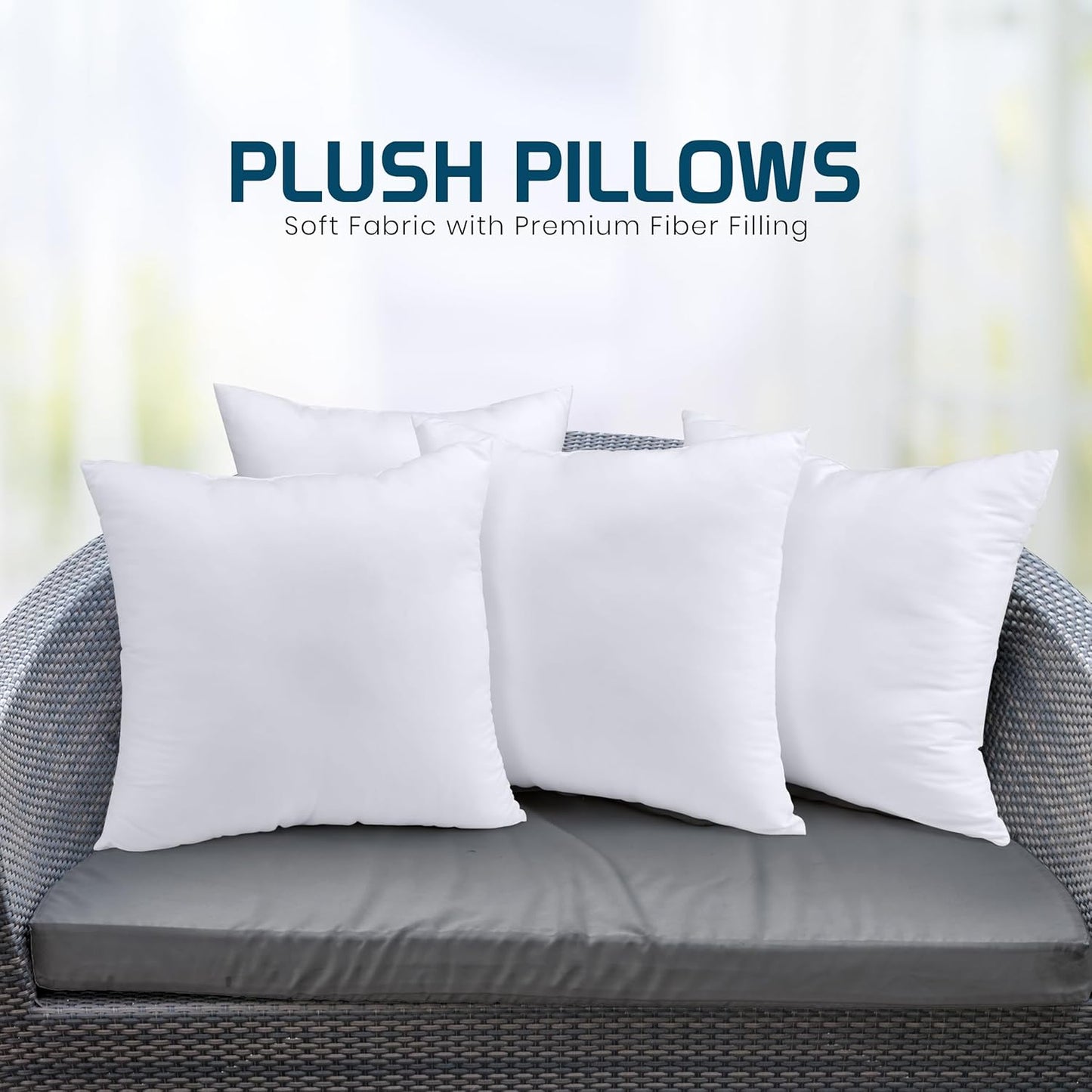Utopia Bedding Throw Pillows (Set of 4, White) – 16 x 16 Inches Down Alternative Pillows for Bed, Sofa, and Couch - Fluffy Decorative Stuffer Pillow for Indoors & Outdoors