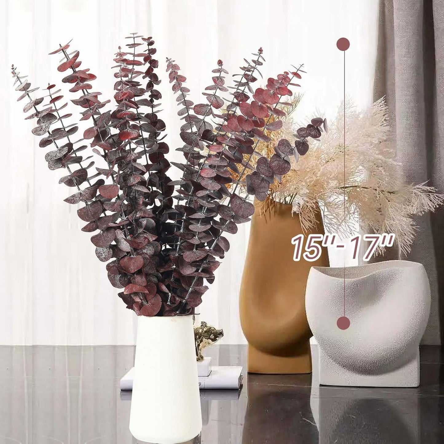 Tavkite 16 Pcs Dried Eucalyptus Stems, 17'' Natural Fresh Eucalyptus Leaves Branches Hanging for Shower, Preserved Real Plant Live Greenery for Home SPA Wall Bathroom Wedding Party Vase Decor