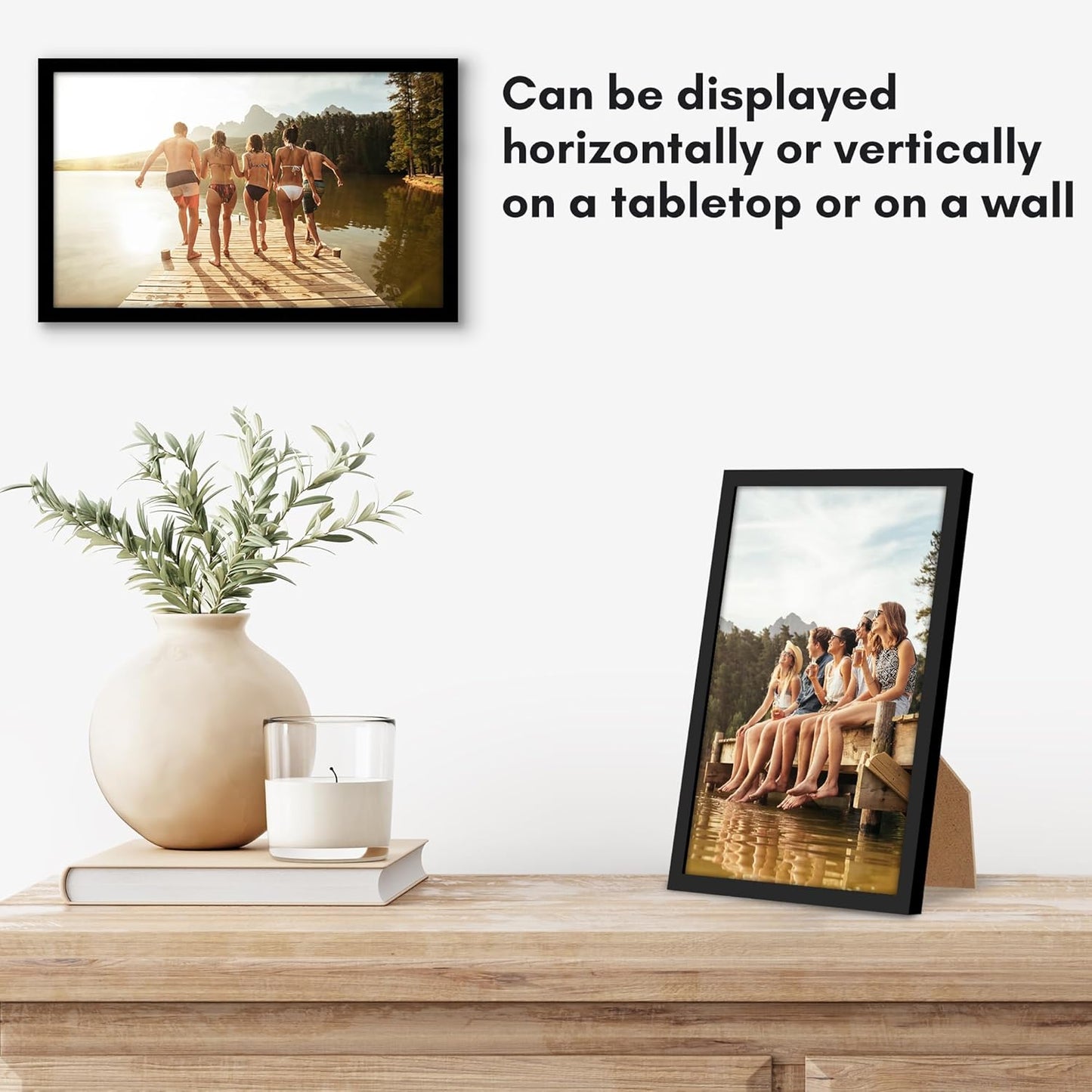 Americanflat 24x36 Poster Frame with Polished Plexiglass - Streamline Collection - Thin Border Picture Frame for Wall Display - Hanging Hardware Included - Black - Colors B